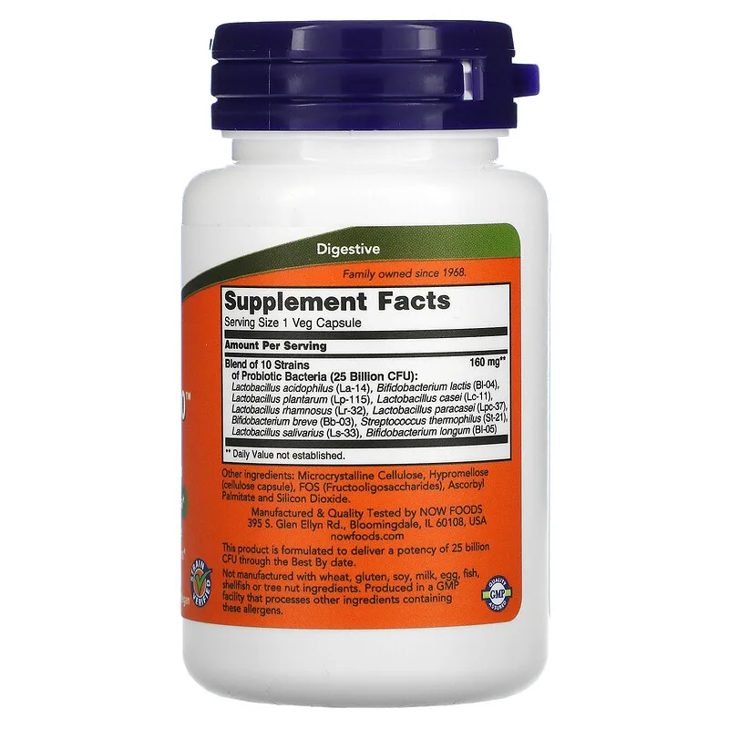 Now Foods, Probiotic-10, 25 Billion, 50 Veg Capsules - Ultimate Sup Singapore