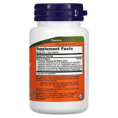 Now Foods, Probiotic-10, 25 Billion, 50 Veg Capsules - Ultimate Sup Singapore