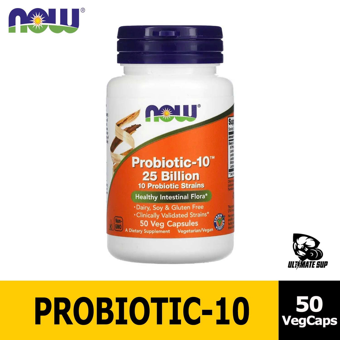 Now Foods, Probiotic-10, 25 Billion, 50 Veg Capsules - Ultimate Sup Singapore