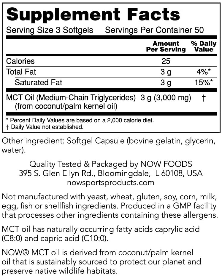 Now Foods, Sports, MCT Oil helps Weight Loss & Fat Burner from Coconut Oil 1000 mg, 150 Softgels - Ultimate Sup Singapore