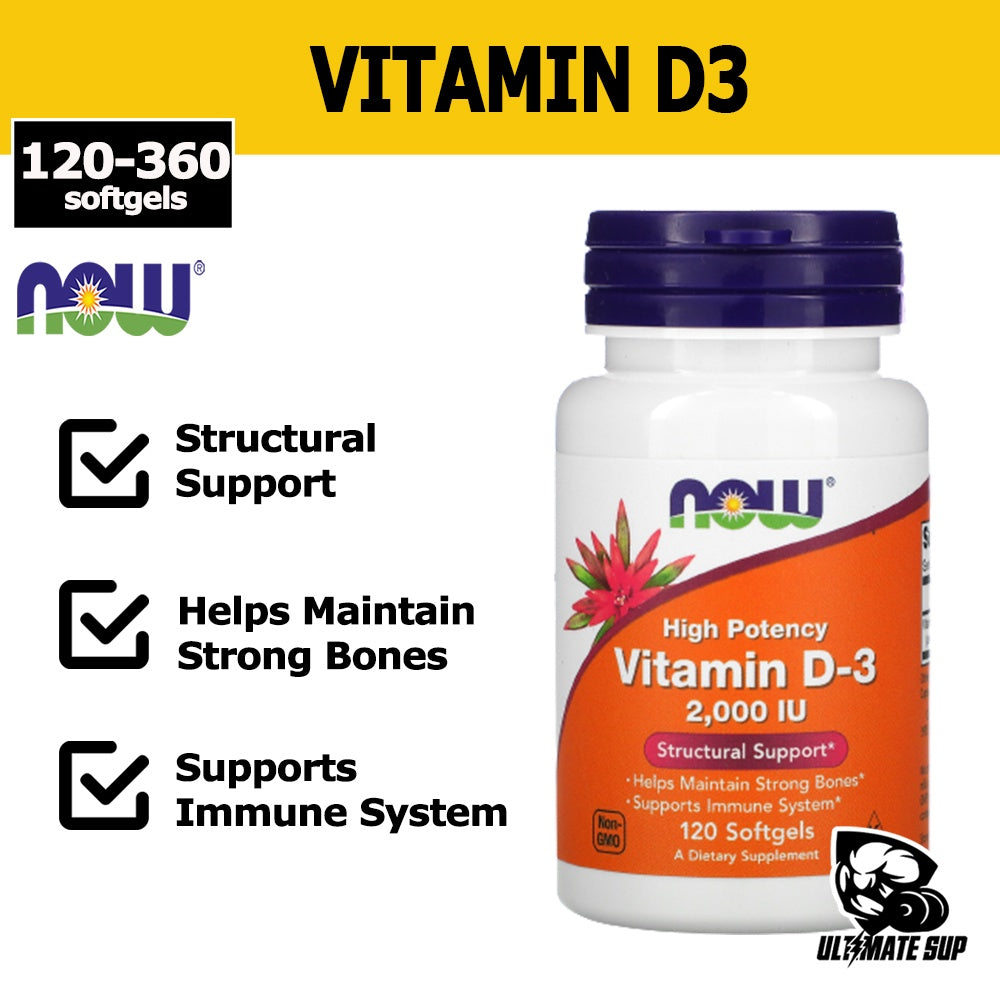 Now Foods, Vitamin D3, 120-360 Softgels - Ultimate Sup Singapore