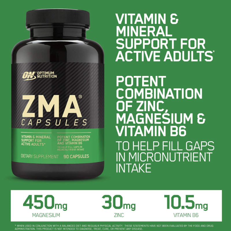 Optimum Nutrition ZMA With Vitamins & Minerals, Zinc, Magnesium For Post Workout Recovery, 180 Capsules - Ultimate Sup Singapore