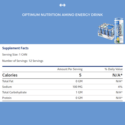 Optimum Nutrition, Amino Energy Drink, 3-12cans - Ultimate Sup Singapore