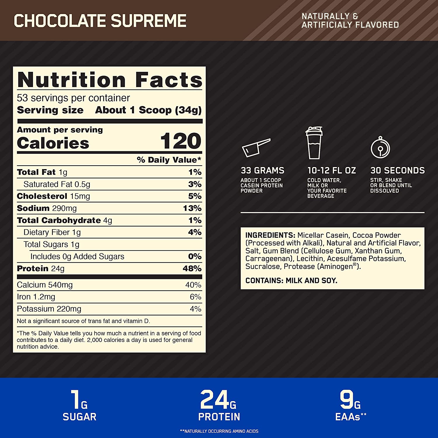 Optimum Nutrition, Gold Standard 100%, Casein, 1.81-4 lbs - Ultimate Sup Singapore