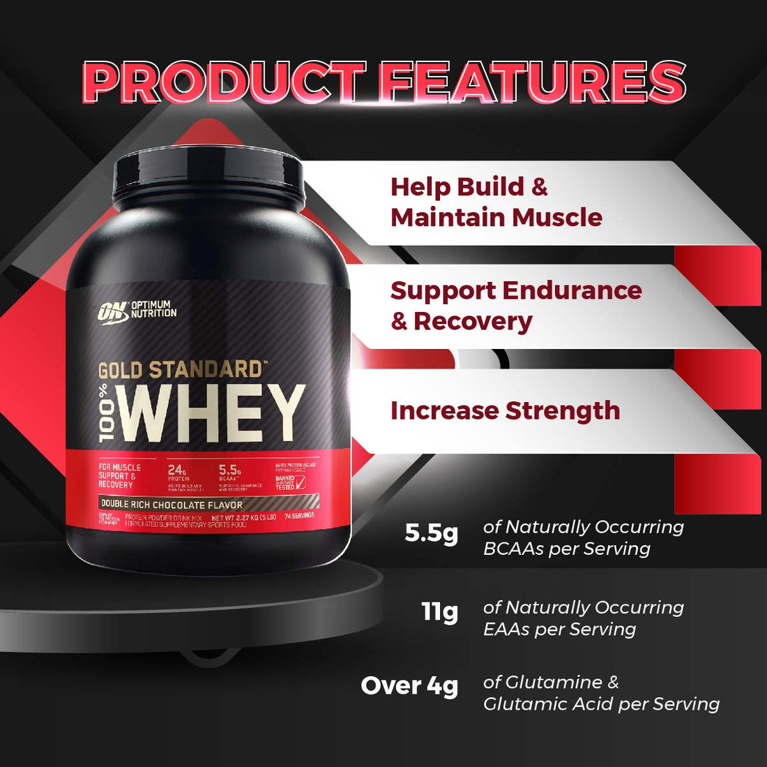 Optimum Nutrition, Gold Standard Whey Protein Powder, 1-10 lbs - Ultimate Sup Singapore