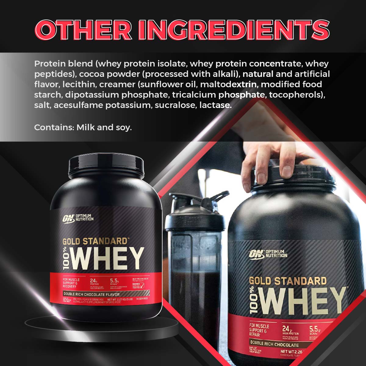 Optimum Nutrition, Gold Standard Whey Protein Powder, 1-10 lbs - Ultimate Sup Singapore
