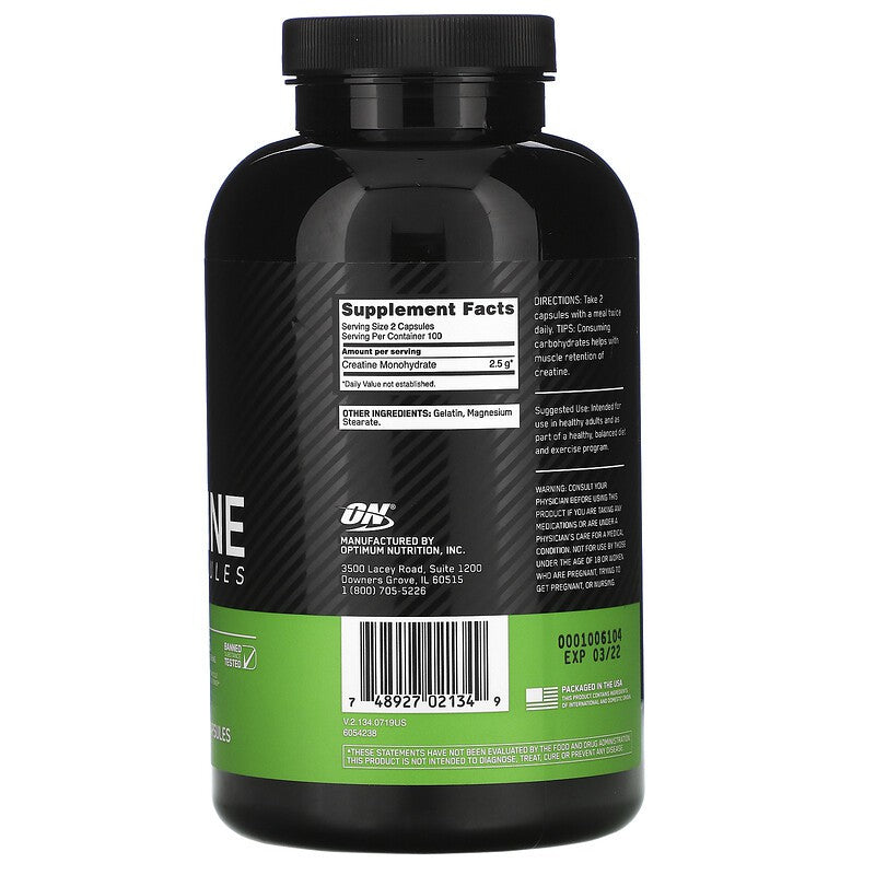 Optimum Nutrition, Micronized Creatine Monohydrate, 300 Capsules - Ultimate Sup Singapore