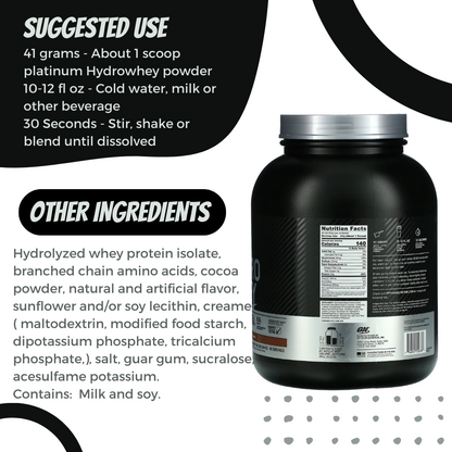 Optimum Nutrition, Platinum Hydro Whey, 1.8-3.61 lbs - Ultimate Sup Singapore