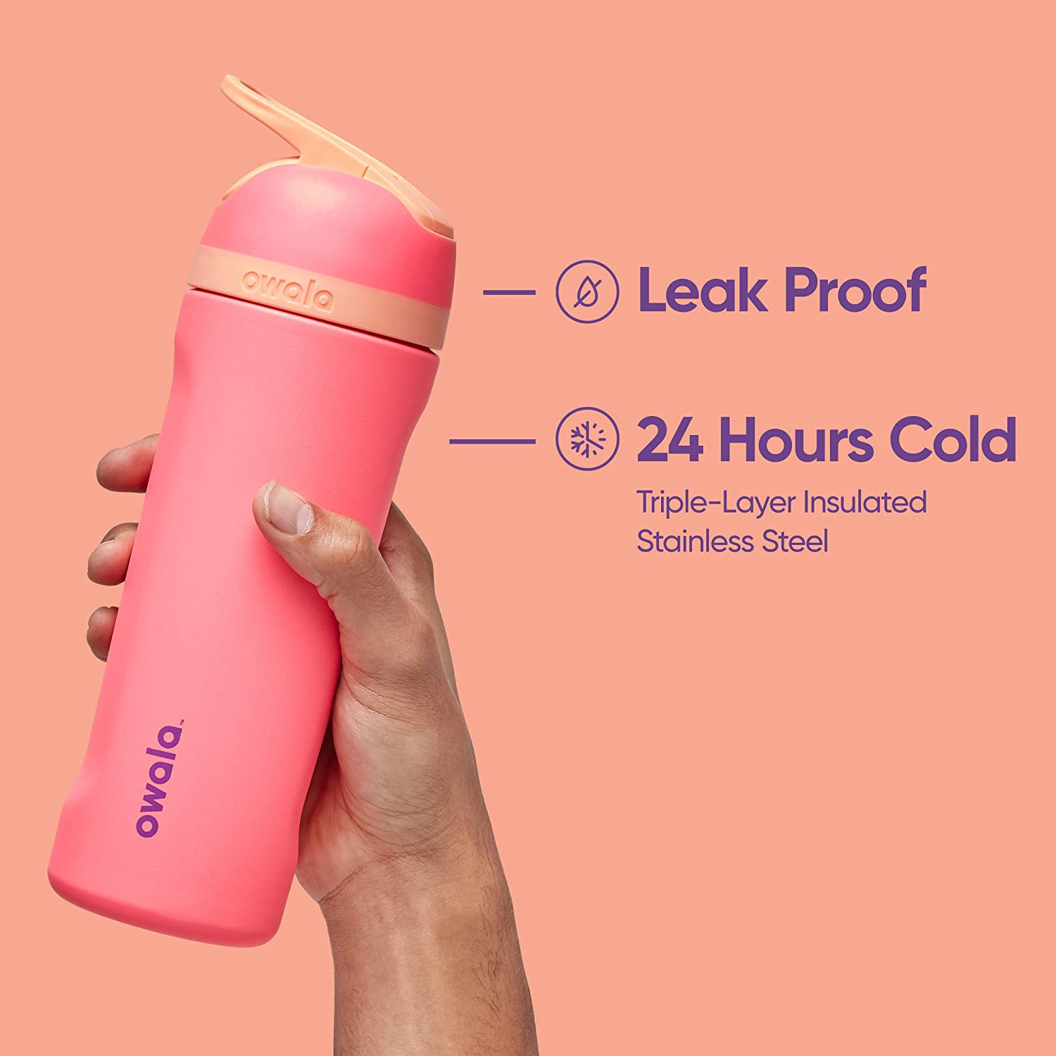 Owala Flip Insulated Stainless Steel Blender Bottle w/ Straw & Locking Lid | 24 oz - Ultimate Sup Singapore