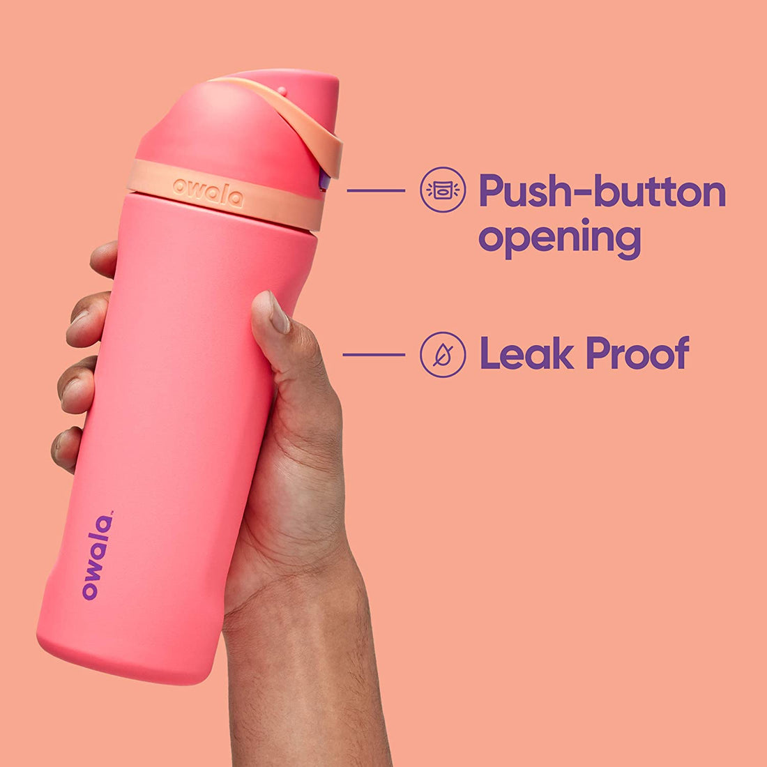 Owala, FreeSip Insulated Stainless Steel Blender Bottle w Locking Push Button Lid, 19oz - 24oz - 32oz - 40oz - Ultimate Sup Singapore