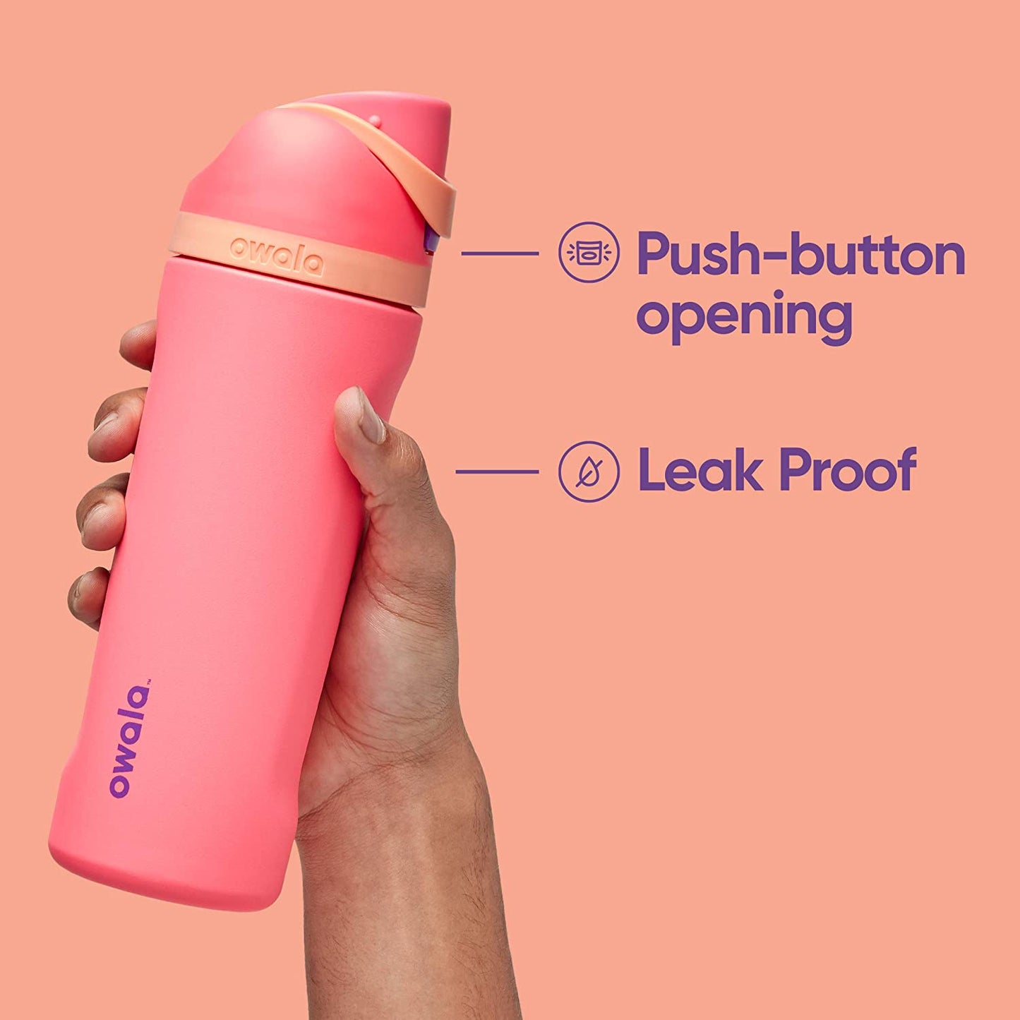 Owala, FreeSip Insulated Stainless Steel Blender Bottle w Locking Push Button Lid, 19oz - 24oz - 32oz - 40oz - Ultimate Sup Singapore
