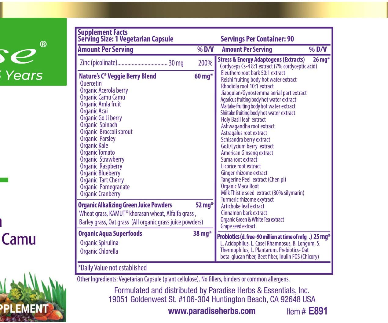 Paradise Herbs, Earth's Blend, Zinc, Picolinate, 90 Capsules - Ultimate Sup Singapore