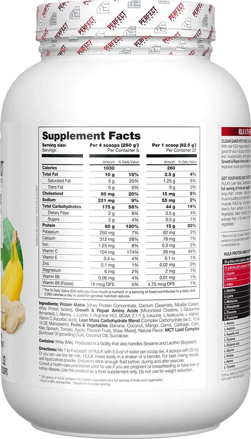 Perfect Sports, Hulk Clean Mass Gainer, 10lb - Ultimate Sup Singapore