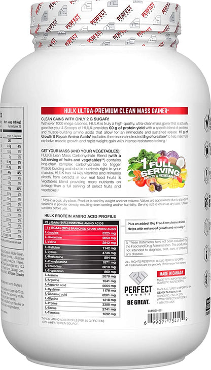 Perfect Sports, Hulk Clean Mass Gainer, 10lb - Ultimate Sup Singapore
