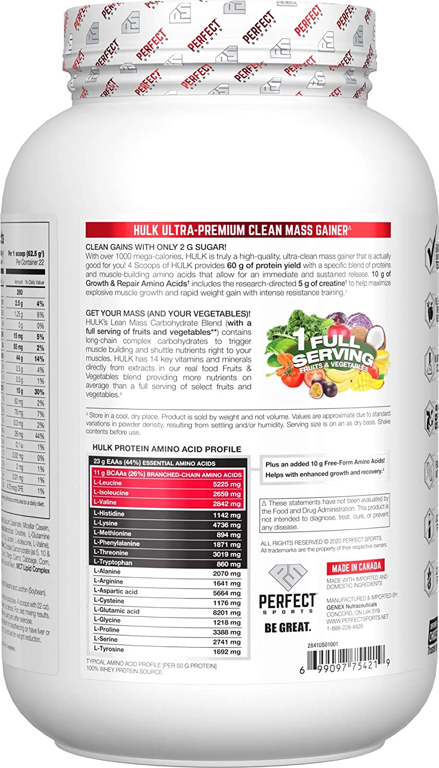 Perfect Sports, Hulk Clean Mass Gainer, 10lb - Ultimate Sup Singapore