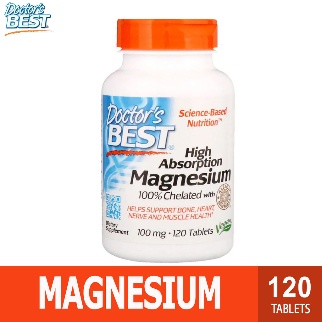 Doctor's Best, High Absorption Magnesium 100% Chelated with Albion Minerals, 100 mg