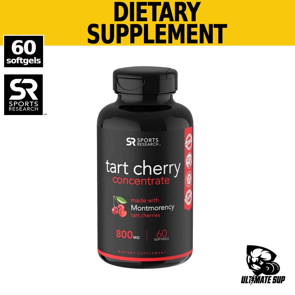 Sports Research, Tart Cherry Concentrate, Sleep supplement, Dietary Supplement, Gluten Free, 800 mg, 60 Softgels - Ultimate Sup Singapore