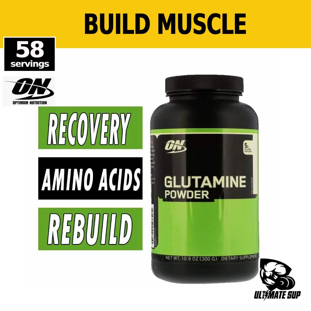 Optimum Nutrition, Glutamine Powder, L Glutamine, Amino Acid, Post Workout, Muscle Recovery, Unflavored, 300g - Ultimate Sup Singapore