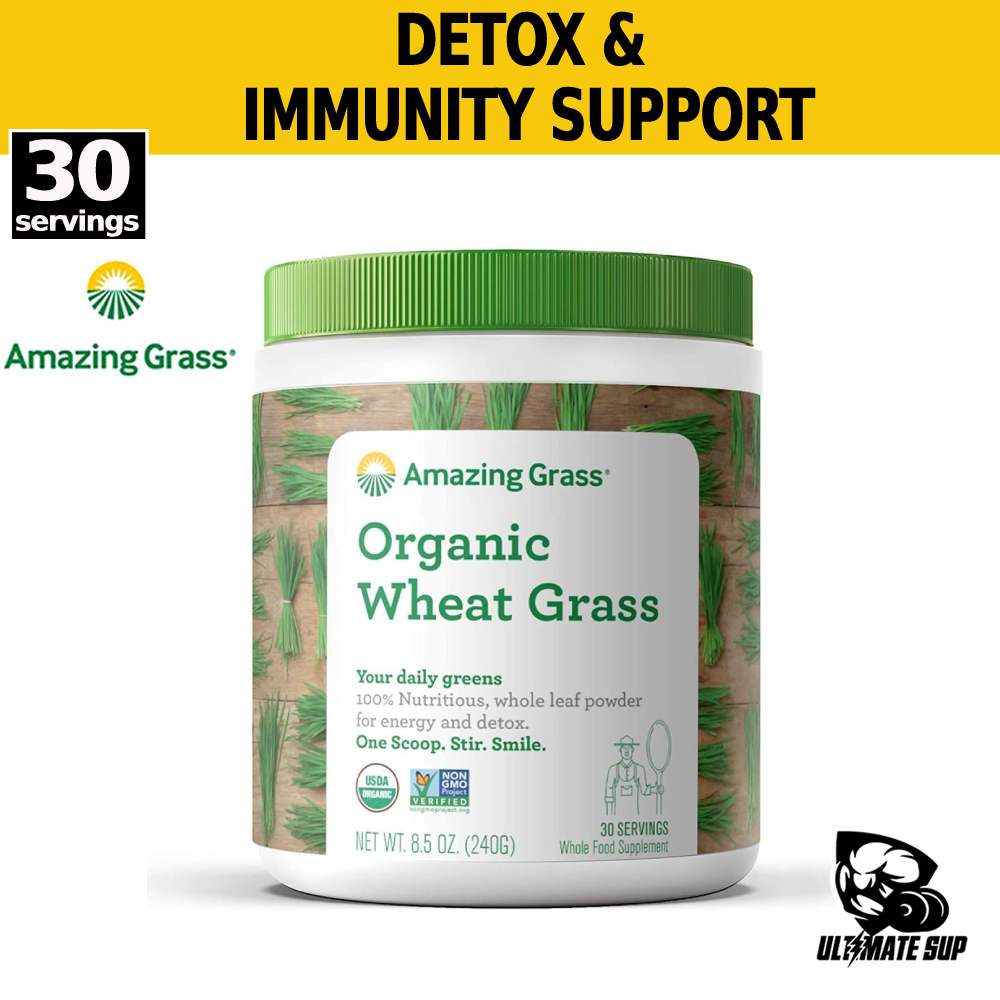 Amazing Grass, Organic Wheat Grass, Wheat Grass for Energy, Support Detox & Immunity, Chlorophyll, Plant based, 240g - Ultimate Sup Singapore