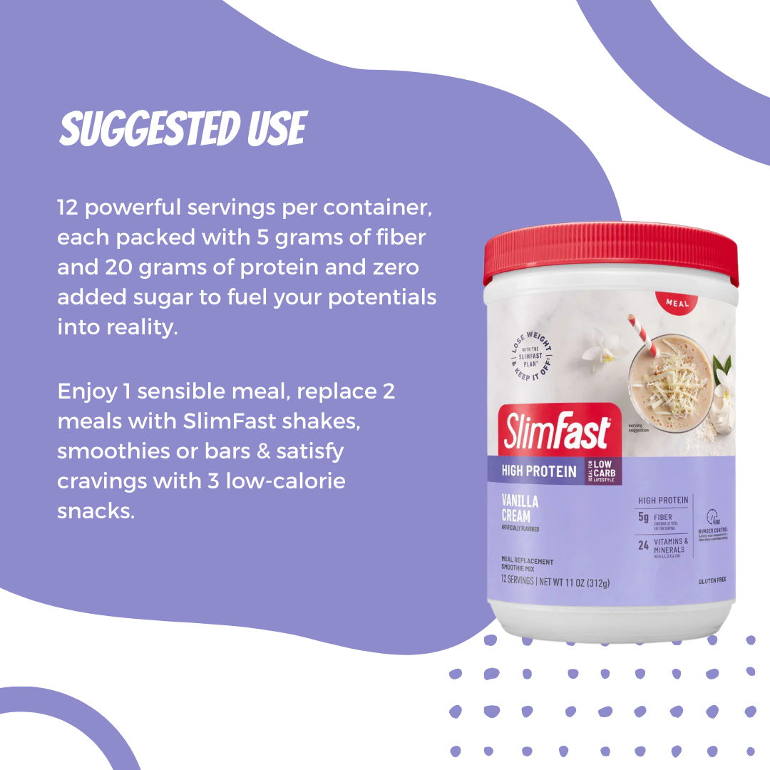 SlimFast High Protein Nutrition Smoothie Mixes 12 Serving Canister - 312g - Ultimate Sup Singapore