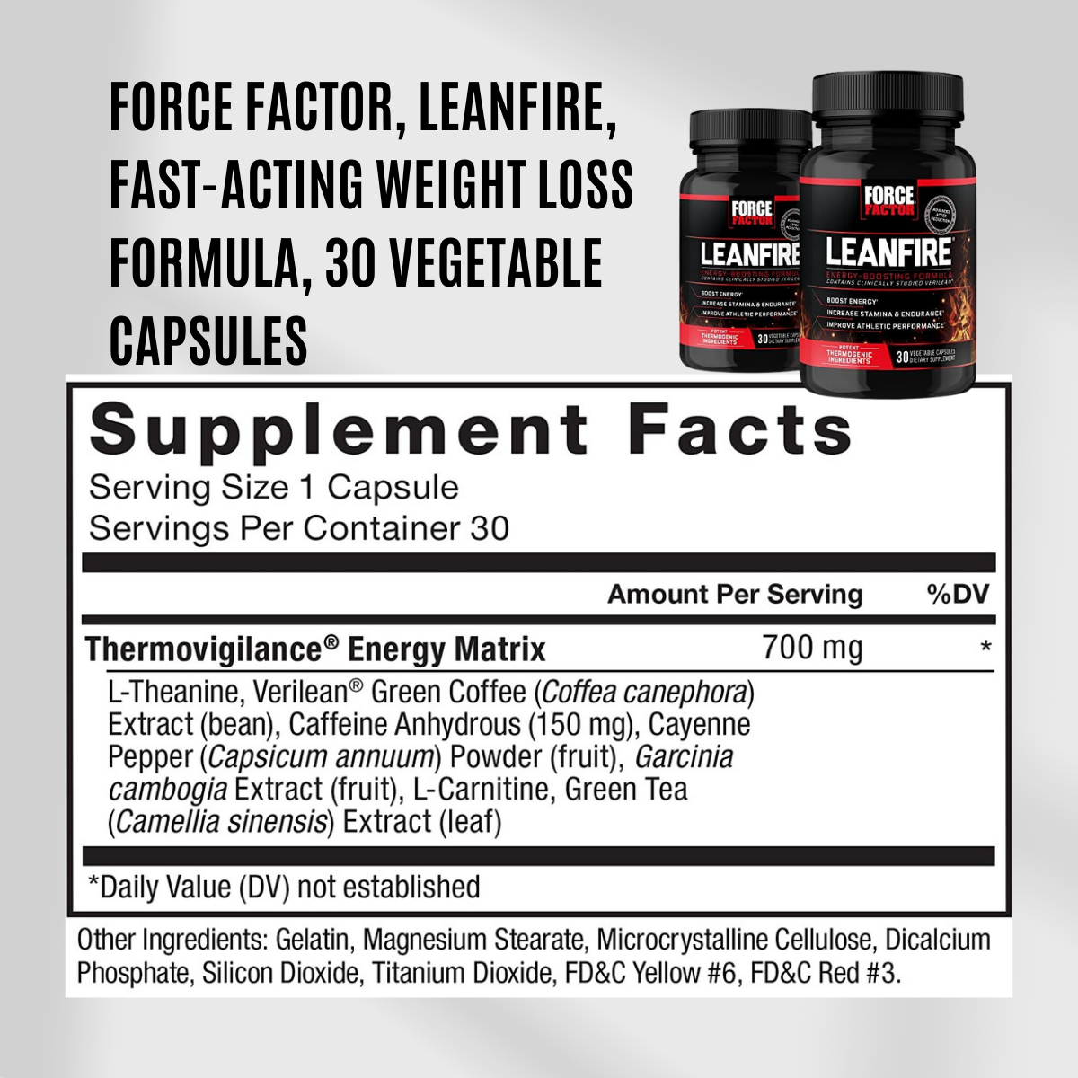 Force Factor, LeanFire, Fat Burner, 30 Capsules - Ultimate Sup Singapore