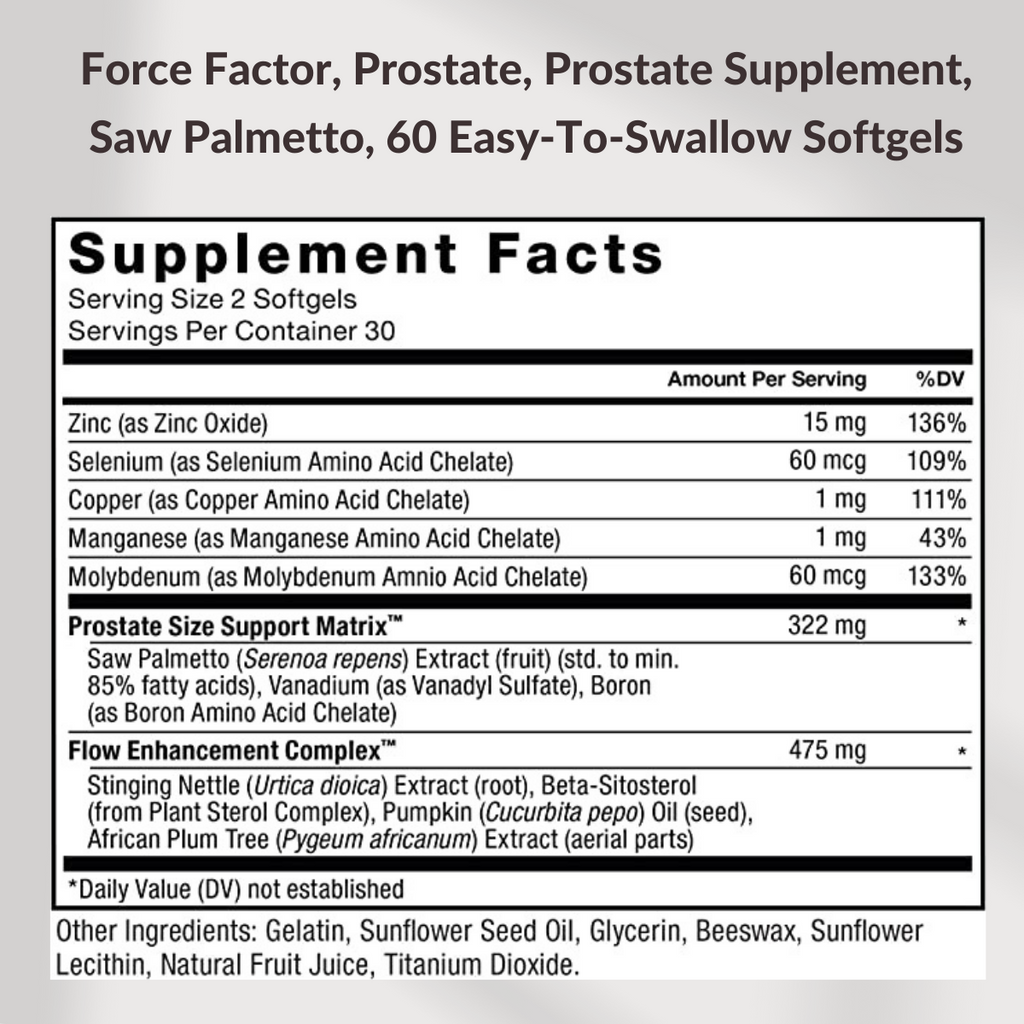 Force Factor, Prostate, Prostate Health, 60 Softgels