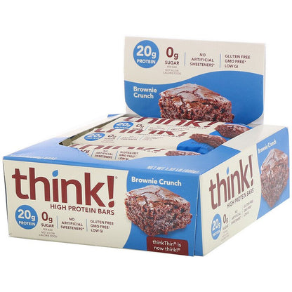 Think!, High Protein Bars, Brownie Crunch, 10 Bars, 2.1 oz Each - Ultimate Sup Singapore