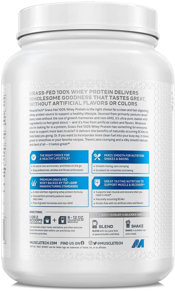 MuscleTech Grass Fed Whey Protein Powder for Muscle Gain | 1.8 lbs - Ultimate Sup Singapore