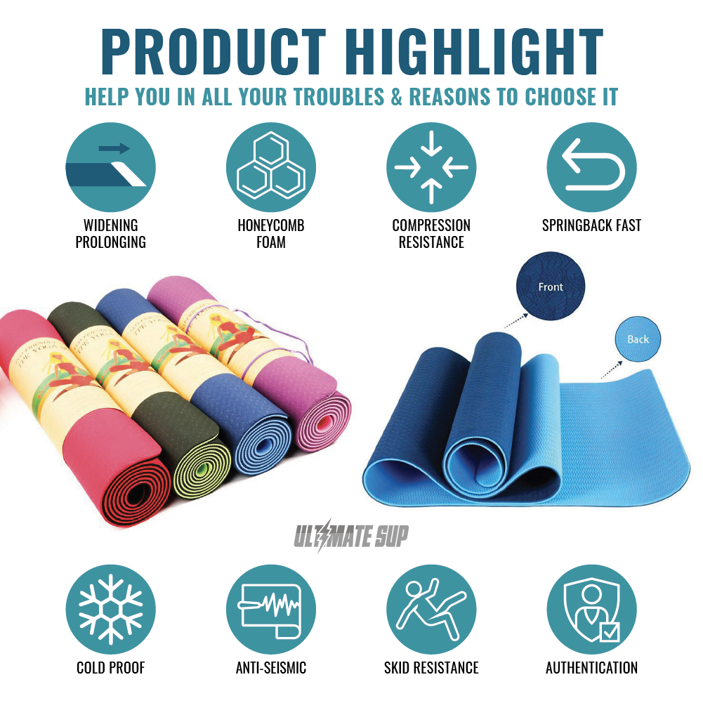 Ultimate Sup, Fitness Pilates Yoga Mat TPE, 1pcs - Ultimate Sup Singapore