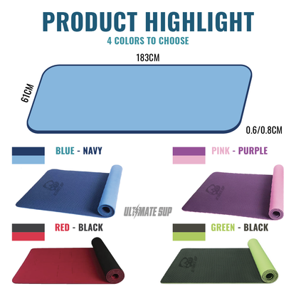 Ultimate Sup, Fitness Pilates Yoga Mat TPE, 1pcs - Ultimate Sup Singapore