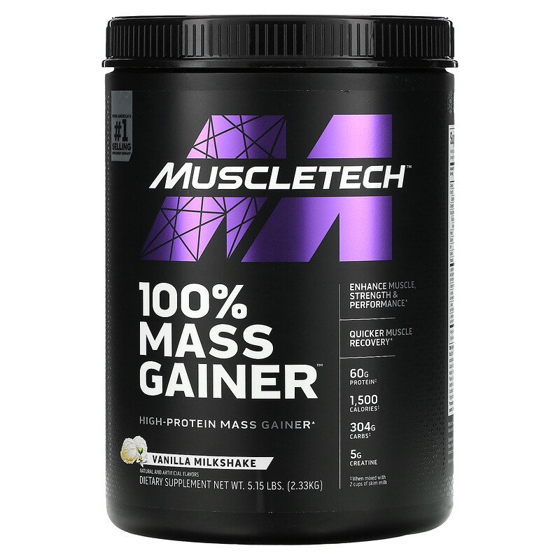 Muscletech, 100% Mass Gainer, Chocolate Fudge Brownie, 5.15 lbs (2.33 kg) - Ultimate Sup Singapore