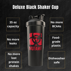 MUTANT®️ Deluxe 1L / 35oz Gym Shaker Cup (Transparent Red)