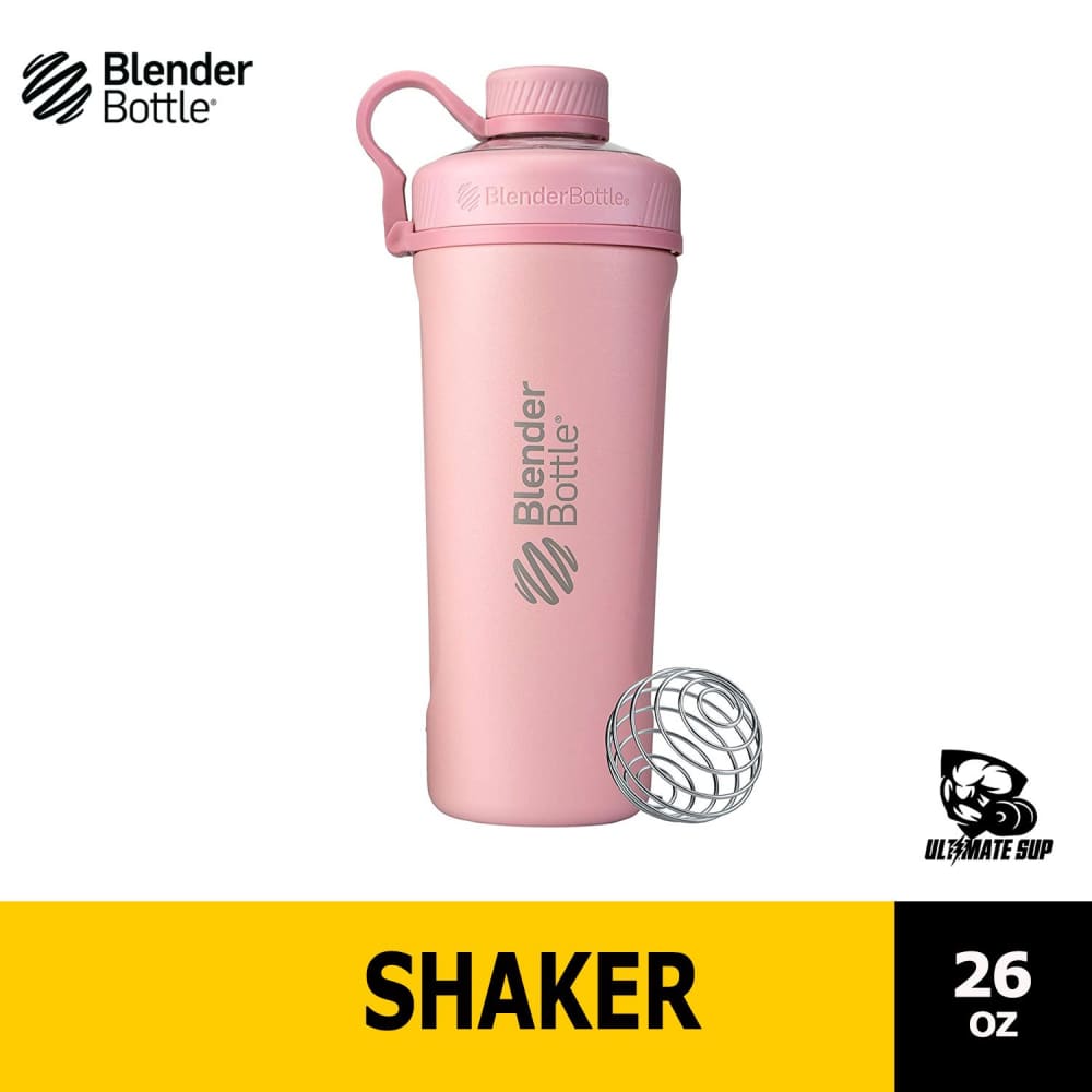 BlenderBottle Radian Insulated Stainless Steel Shaker Bottle, 26- Ounce, Rose Pink