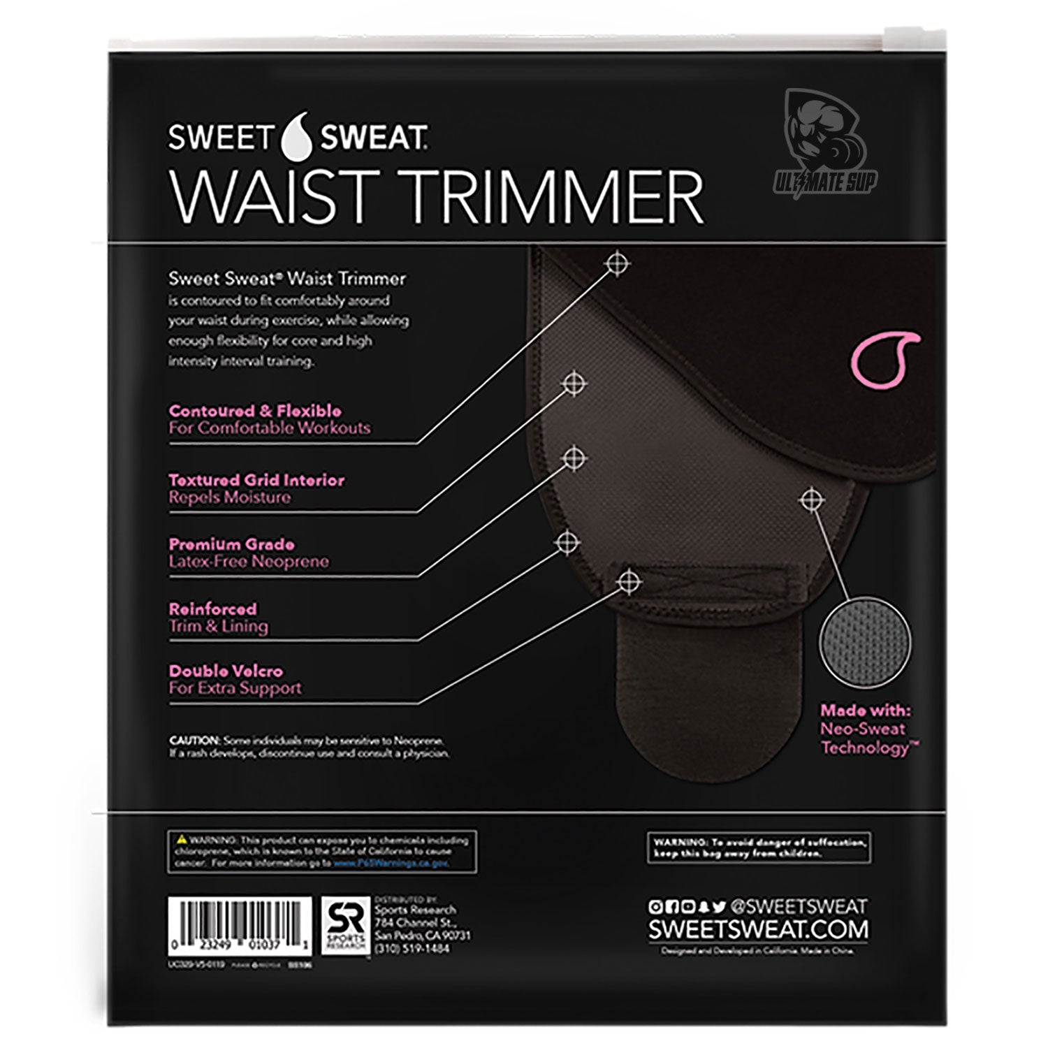 Sports Research, Sweet Sweat Waist Trimmer, Medium Size | Free Sample of Sweet Sweat Gel & Carry Bag - Ultimate Sup - Ultimate Sup Singapore