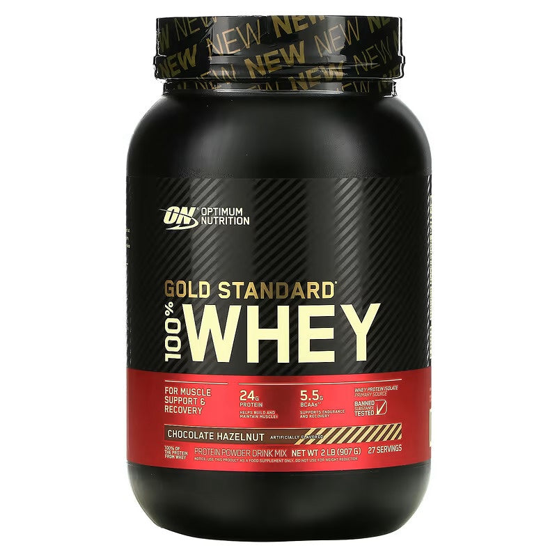 Optimum Nutrition, Gold Standard, 100% Whey, Protein Powder, 1lb (454g) / 2lbs (907g) / 5 lbs (2.27 kg) / 10lbs (4.54kg), chocolate hazelnut