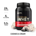 Optimum Nutrition, Gold Standard, 100% Whey, Protein Powder, 1lb (454g) / 2lbs (907g) / 5 lbs (2.27 kg) / 10lbs (4.54kg), cookise cream