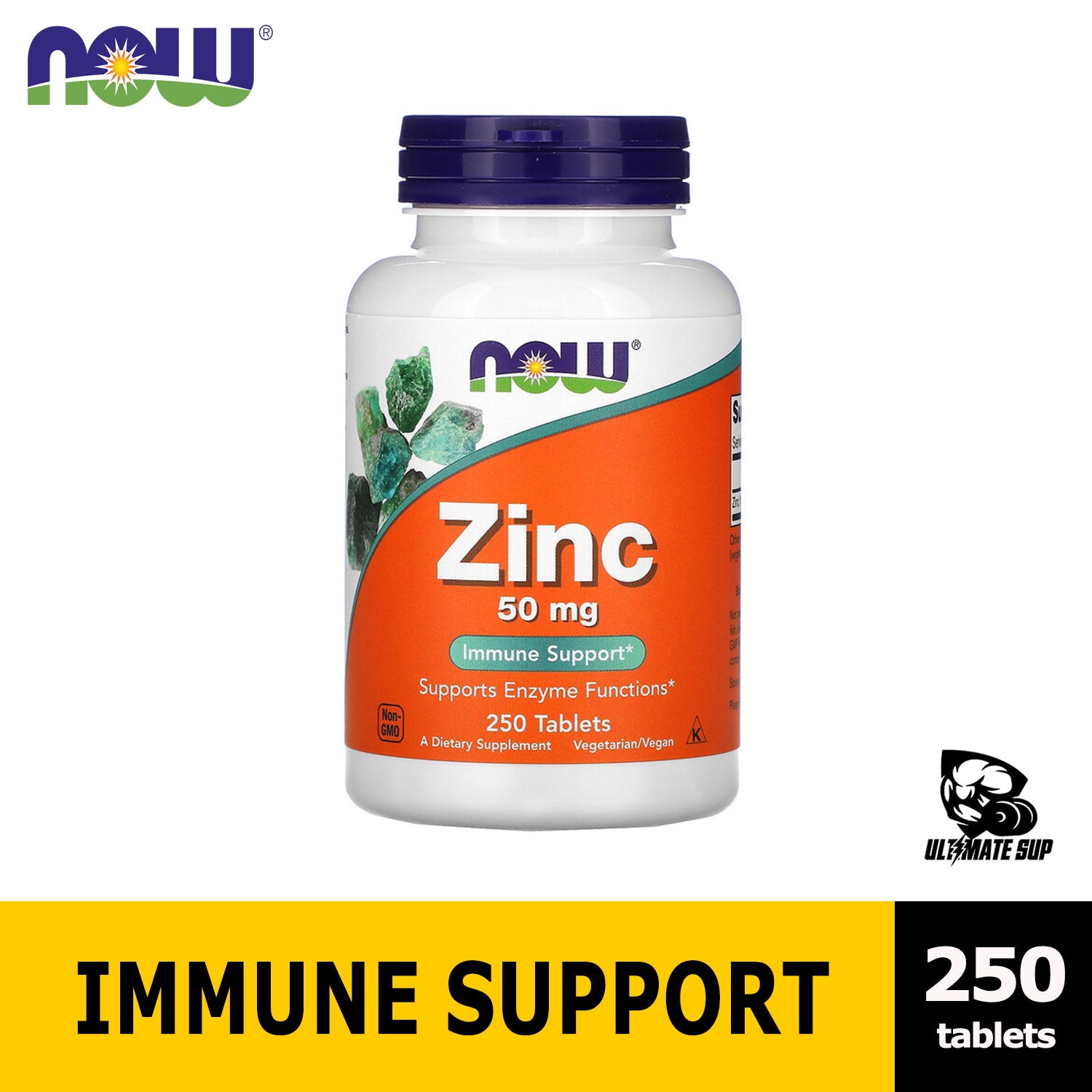 Now Foods, Zinc Gluconate, 50 mg, 100-250 Tablets | Support immune, skeletal, neurological & endocrine system - Ultimate Sup Singapore