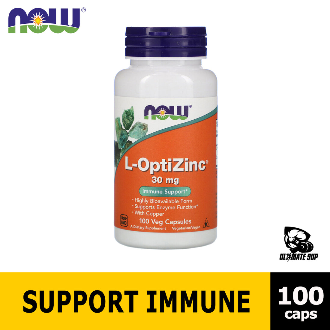 Now Foods, L-OptiZinc | Zinc & Copper, 30 mg, 100 Veg Capsules - Ultimate Sup Singapore