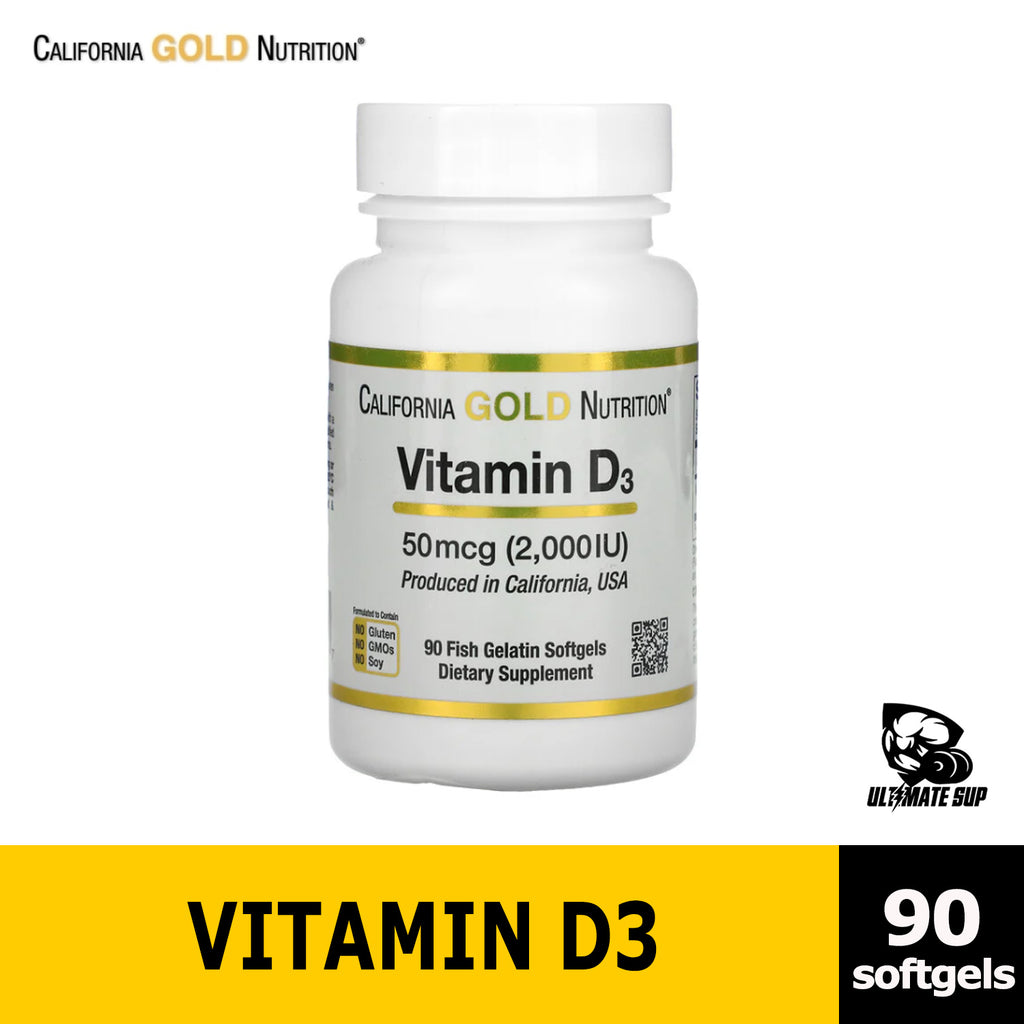California Gold Nutrition, Vitamin D3, 90 Fish Gelatin Softgels - Ultimate Sup