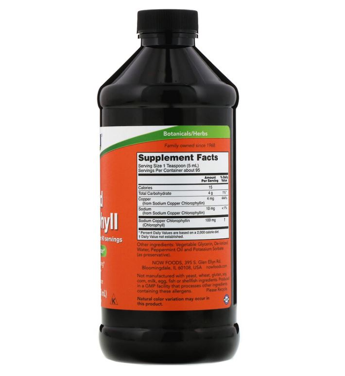 Now Foods Liquid Chlorophyll | Promotes Cleansing | Freshens Breath | Non-GMO | Mint Flavor 473ml - Ultimate Sup Singapore