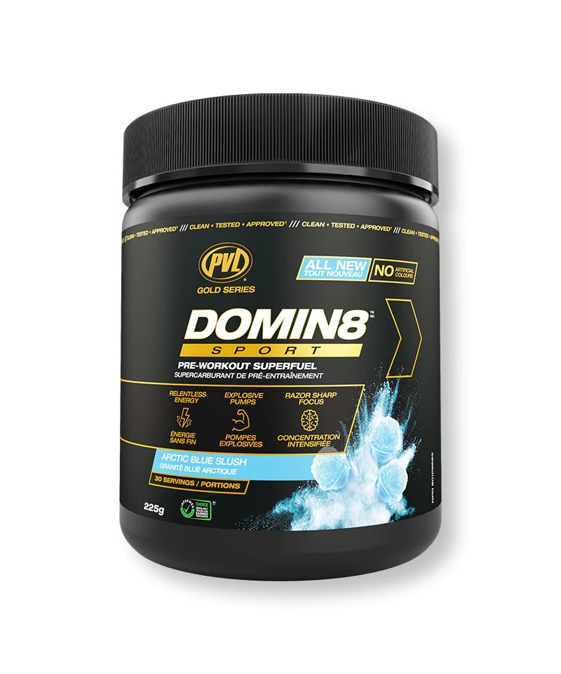 PVL Gold Series Domin8 Sport, Pre Workout, Support Energy & Focus, Hydration, No Sugar, Vegan Friendly, 225g - Ultimate Sup Singapore