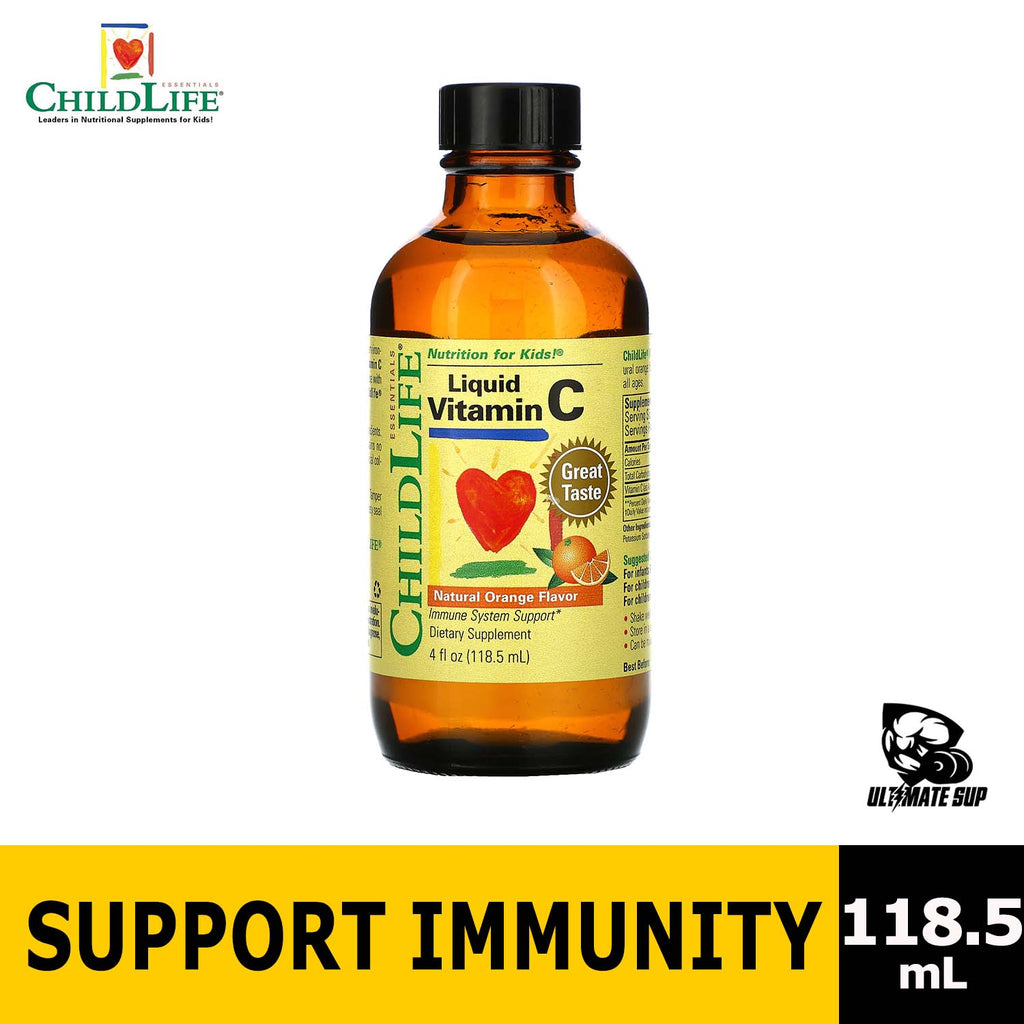ChildLife, Essentials, Liquid Vitamin C, Natural Orange, 4 fl oz (118.5 ml) - Ultimate Sup
