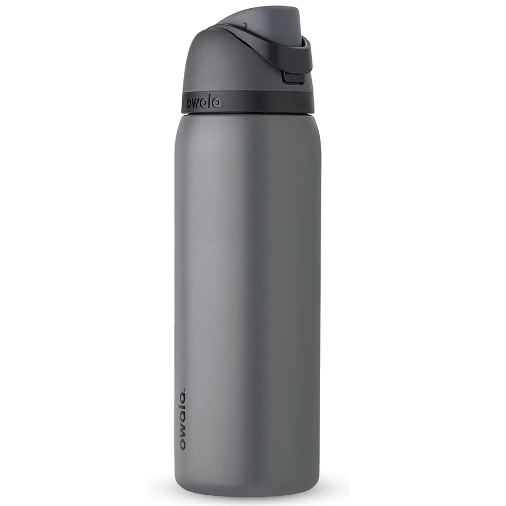 Owala FreeSip Insulated Stainless Steel Blender Bottle w Locking Push Button Lid, 19oz - 24oz - 32oz - 40oz, option, gray 40oz