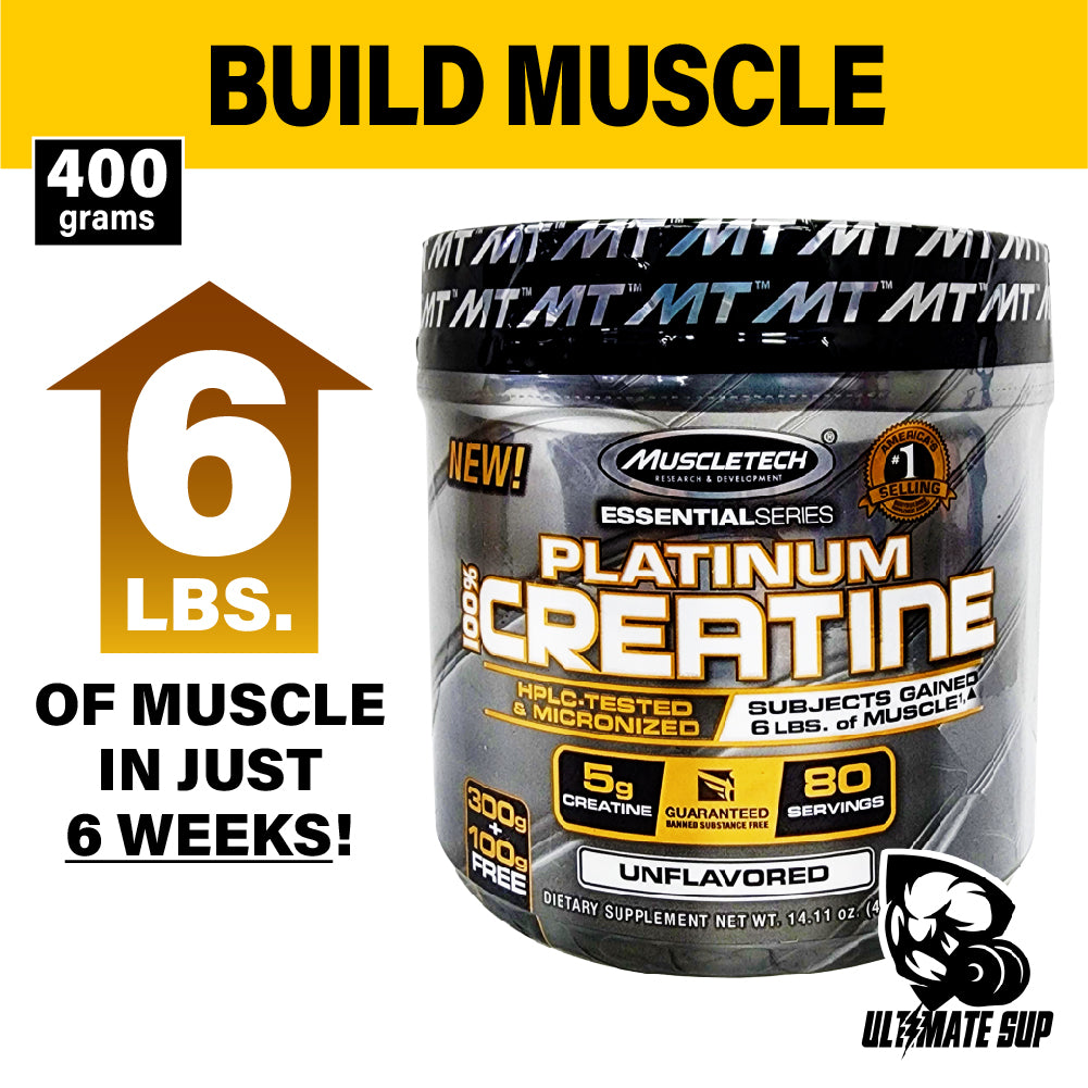 Muscletech, Essential Series, Platinum 100% Creatine, 400g, Unflavored. thumbnail