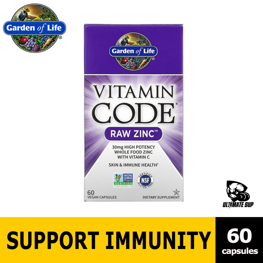 Garden of Life, Vitamin Code, RAW Zinc helps Immune 60 Capsules - Ultimate Sup