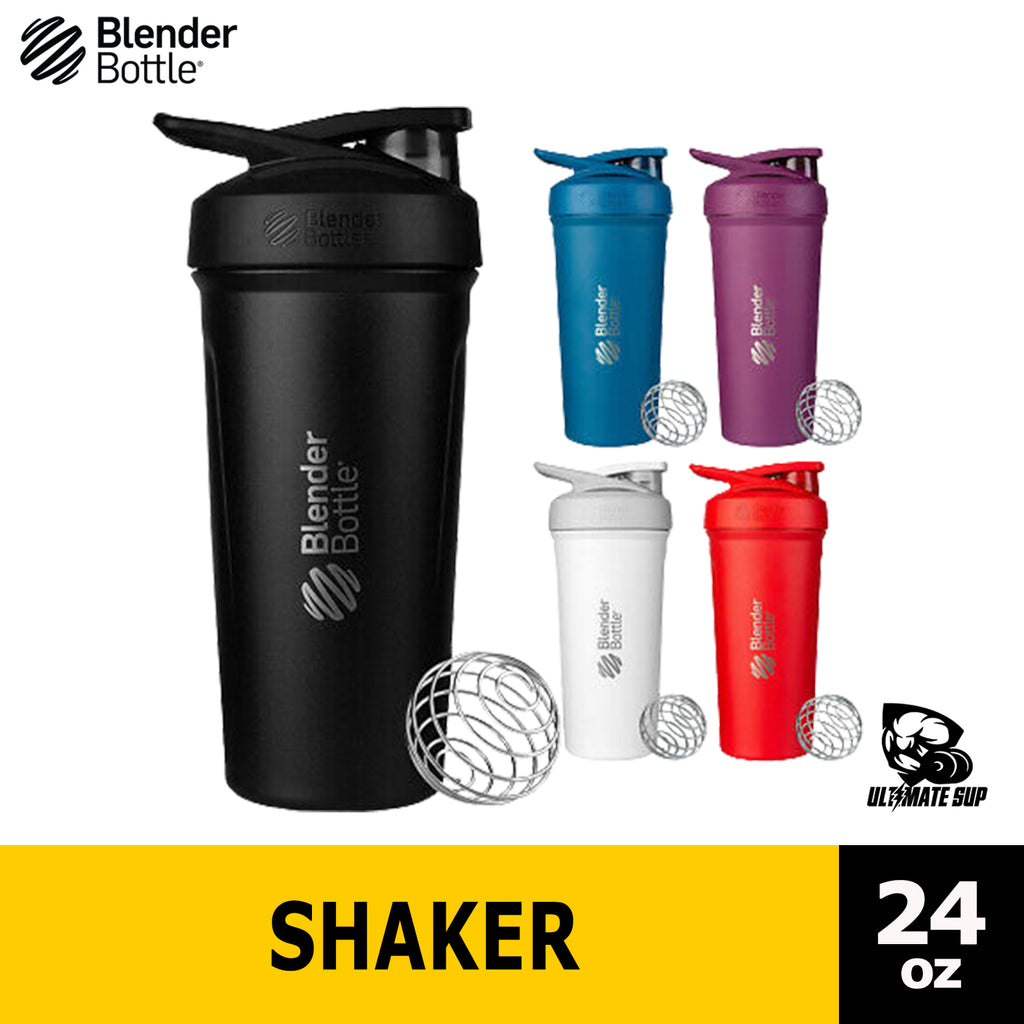 Blender Bottle STRADA Insulated Stainless Steel with Lock Lid keeps COLD Water Protein Shaker, 24 oz - Ultimate Sup