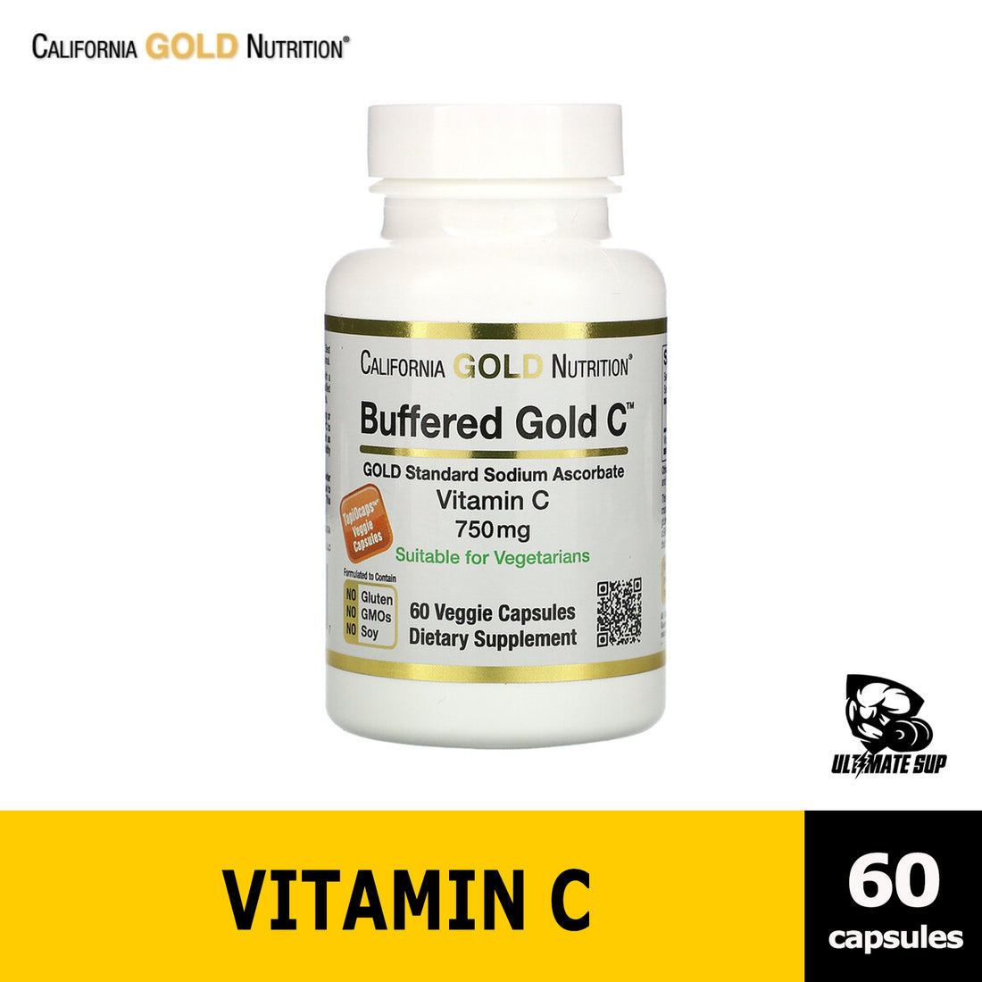 California Gold Nutrition, Buffered Vitamin C, 750 mg, 60 Veggie Capsules - Ultimate Sup Singapore