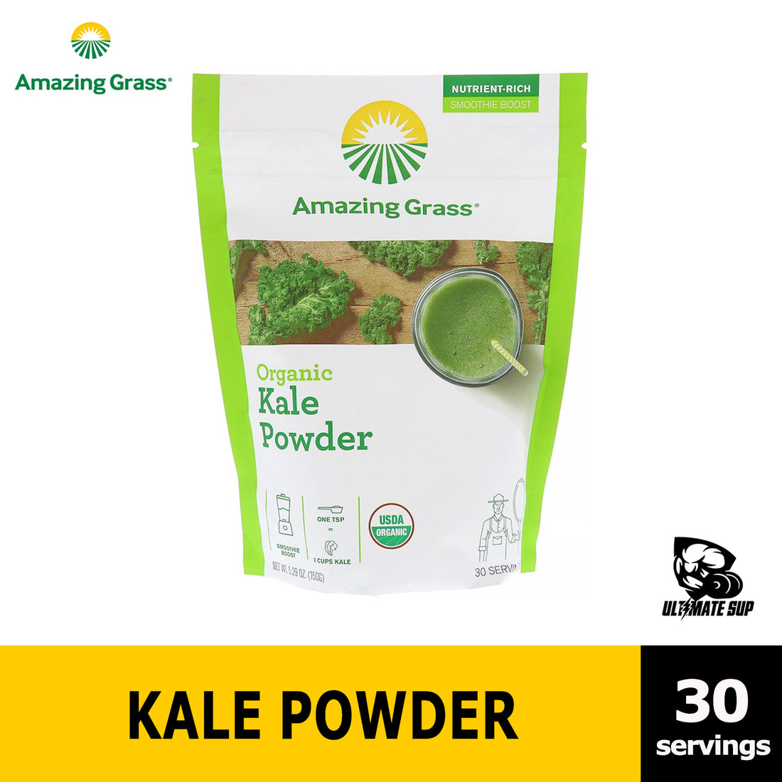 Amazing Grass, Organic Kale Powder, 5.29 oz (150 g) - Ultimate Sup Singapore