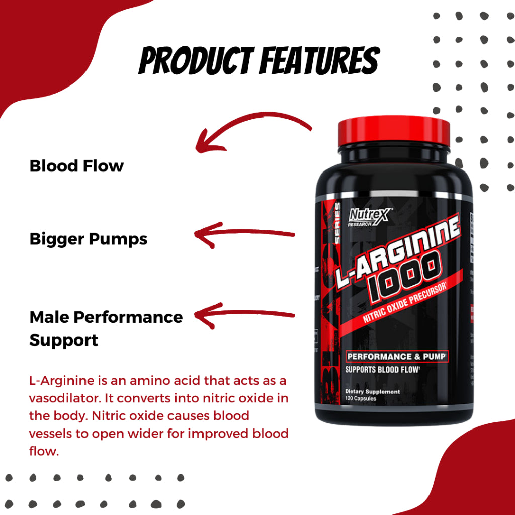 Nutrex, L Arginine 1000, Amino Acid, 120 Capsules - Ultimate Sup Singapore