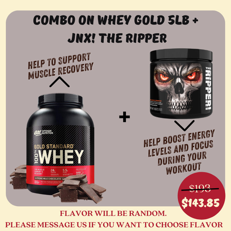 Optimum Nutrition, Gold Standard, 100% Whey, 1lb (454g) / 2lbs (907g) / 5 lbs (2.27 kg) / 10lbs (4.54kg), combo with the ripper